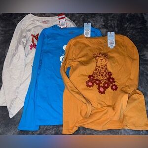 3 long sleeve shirts cat and jack girls large NWT